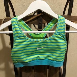 Nike Sports Bra - Teal/Green Stripe